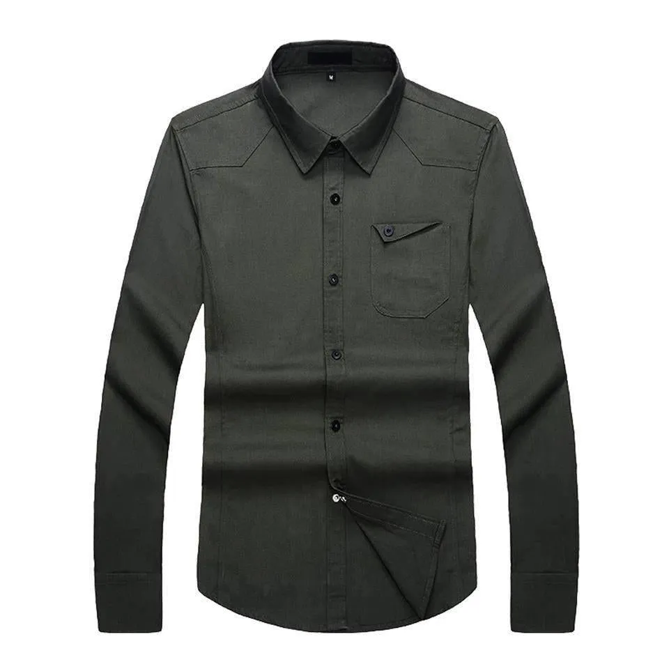 Army Green Cotton Men's Shirt