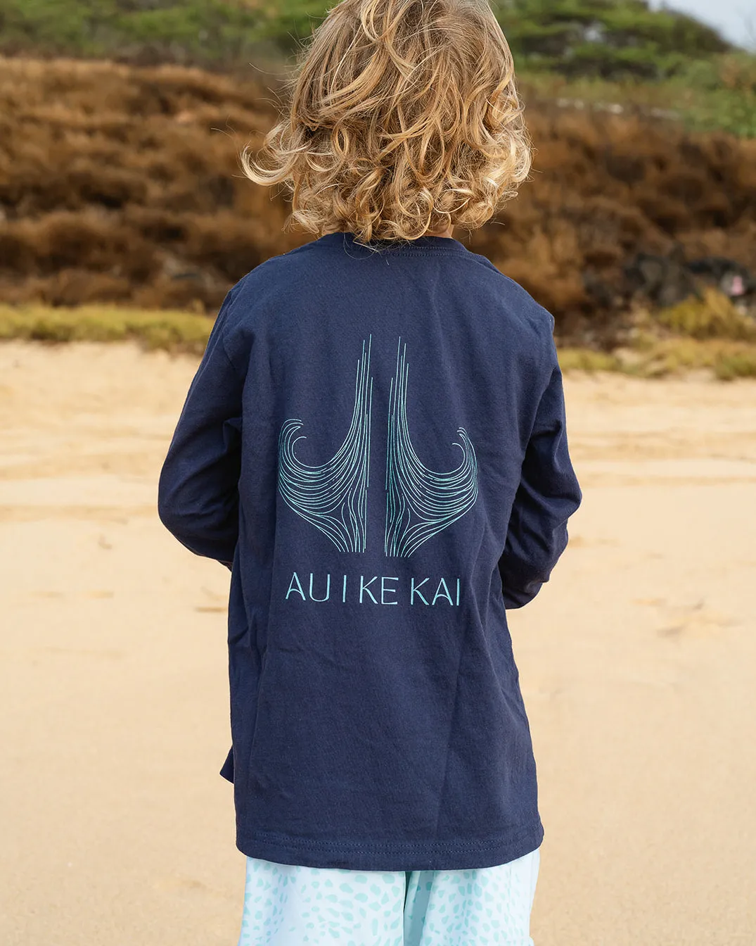 Au I Ke Kai Youth Long-Sleeve Shirt | 100% Plastic-Free, Soft Cotton, Youth Sizes SL