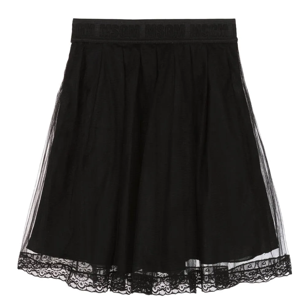 Lace Trim Tulle Skirt
