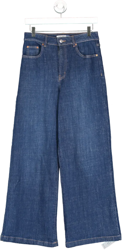 Next Blue Wide Leg High Rise Jeans (short) UK 10