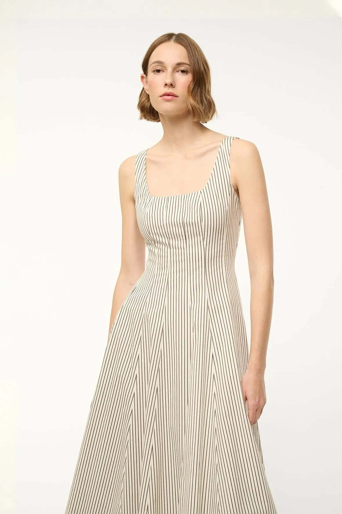 Wells Dress - Ivory/Dark Oak Stripe