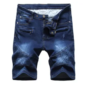 West Louis Washed Five-Point Zipper Shorts Jeans