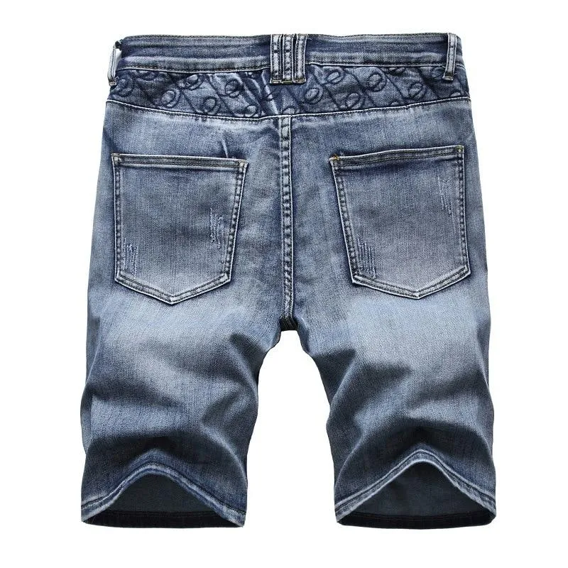 West Louis Washed Five-Point Zipper Shorts Jeans