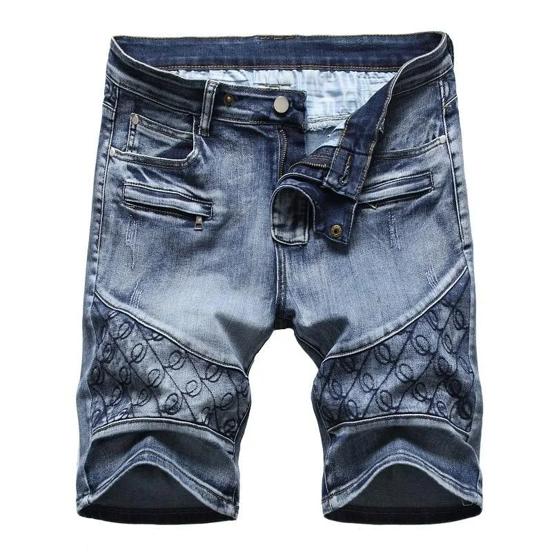 West Louis Washed Five-Point Zipper Shorts Jeans