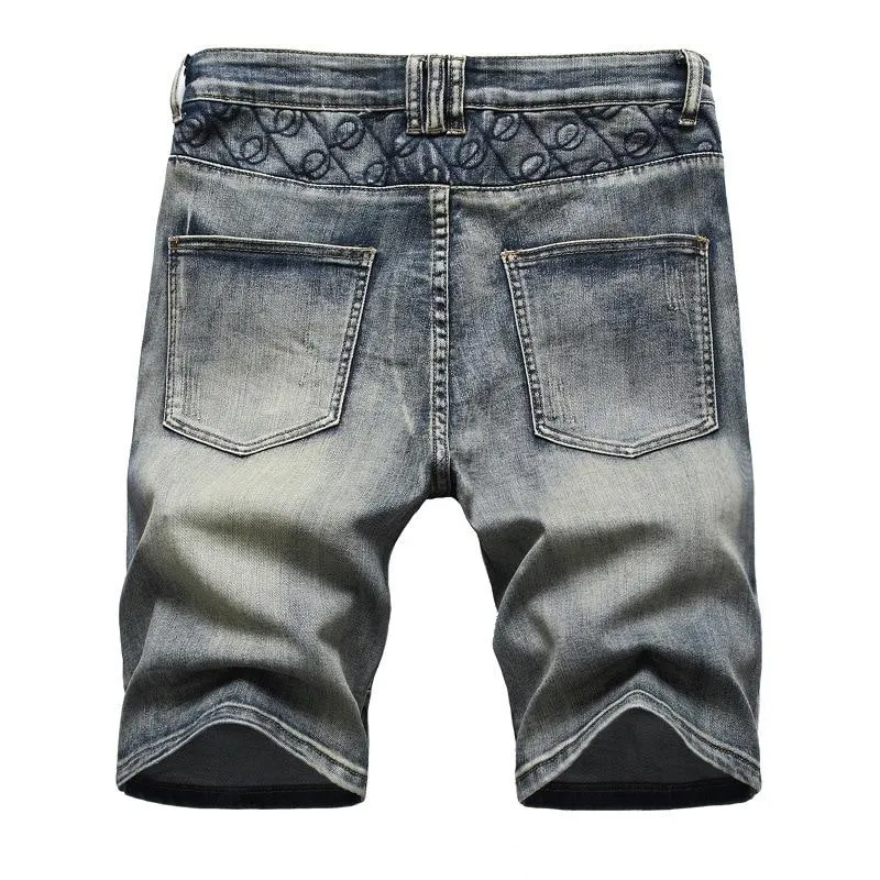 West Louis Washed Five-Point Zipper Shorts Jeans