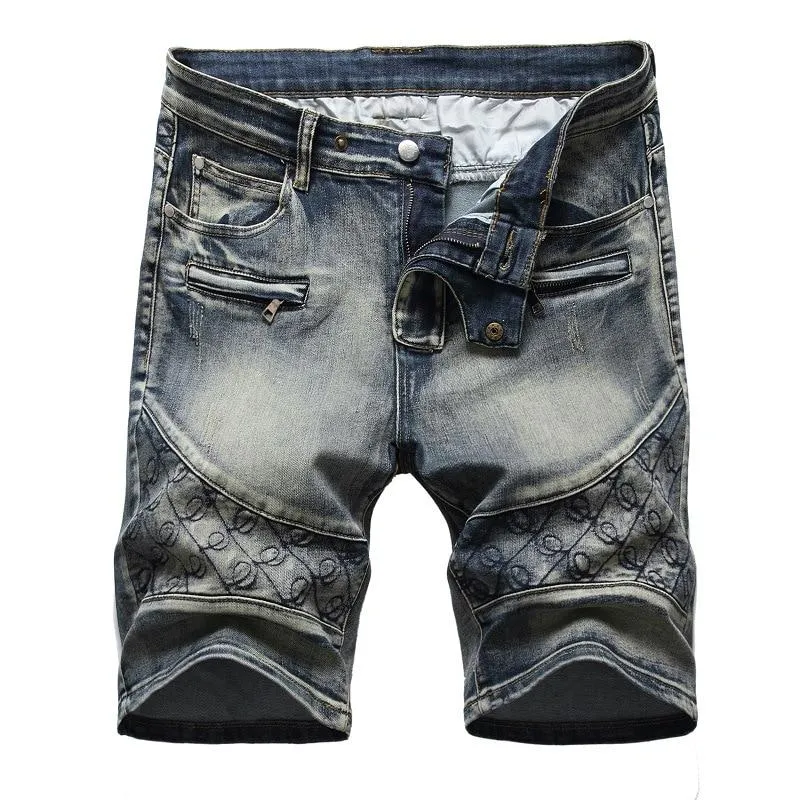 West Louis Washed Five-Point Zipper Shorts Jeans
